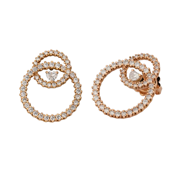 Orecchini in oro rosa 18K con diamanti con cuore