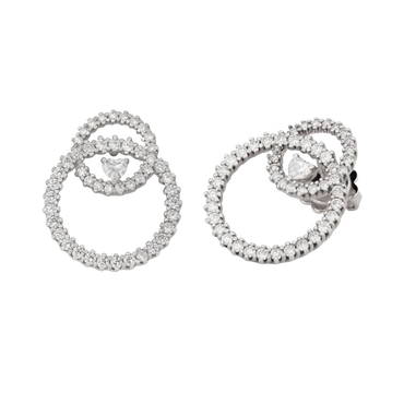 Orecchini in oro bianco 18K con diamanti con cuore