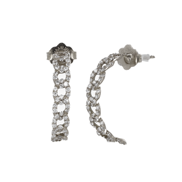 Orecchini oro bianco 18K con diamanti groumette