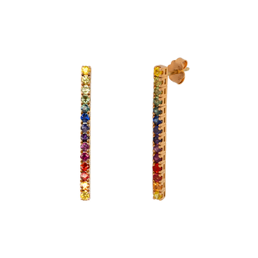 Orecchini oro rosa 18K fiammifero rainbow e zaffiri multicolore