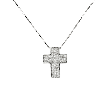 Pendente Croce Oro bianco 18K con Diamanti da 0.22-0.30 ct