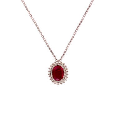 Pendente Oro rosa 18K con diamanti e Rubino 8x6 TRT