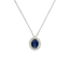 Pendente Oro bianco 18K con diamanti e Zaffiro 8x6 TRT
