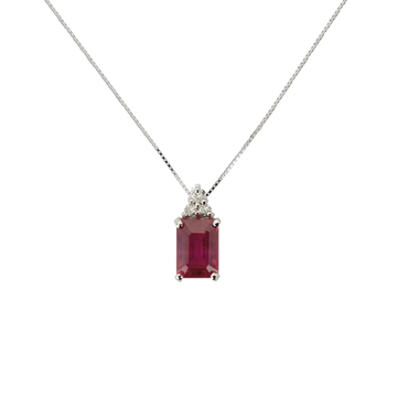 Pendente Oro bianco 18K con Diamanti e Rubino