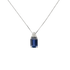 Pendente Oro bianco 18K con Diamanti e Zaffiro Quadrato