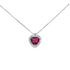 Ciondolo in oro Bianco 18K con Diamanti e Centrale Cuore Rubino