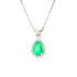 Pendente oro bianco 18K con diamanti con smeraldo centrale a goccia