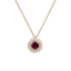 Pendente Contorno Oro rosa 18K con Diamanti e Rubino