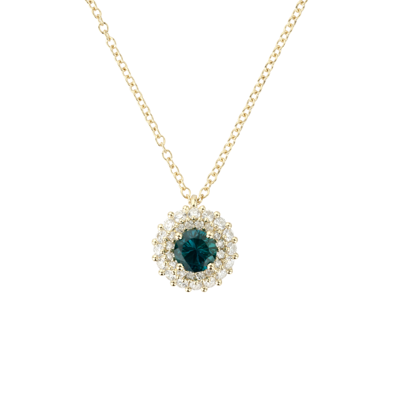 Pendente Contorno Oro giallo 18K con Diamanti e Smeraldo