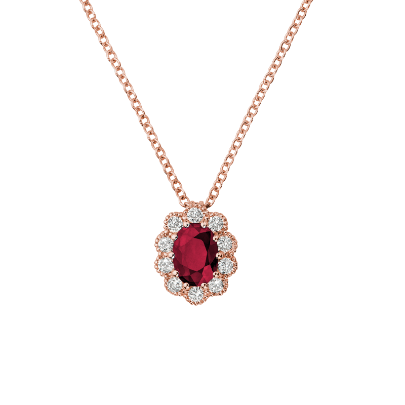 Pendente Oro rosa 18K con Diamanti e Rubino