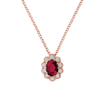 Pendente Oro rosa 18K con Diamanti e Rubino