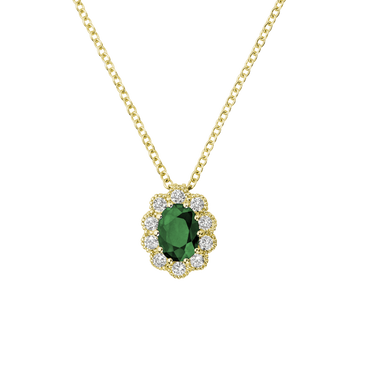 Pendente Oro giallo 18K con Diamanti e Smeraldo