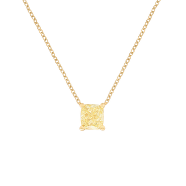 Pendente a filo oro giallo 18K con diamanti fancy yellow cushion