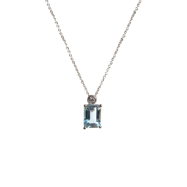 Pendente Oro bianco 18K con Diamanti Acquamarina da 1.00 a 1.45 ct
