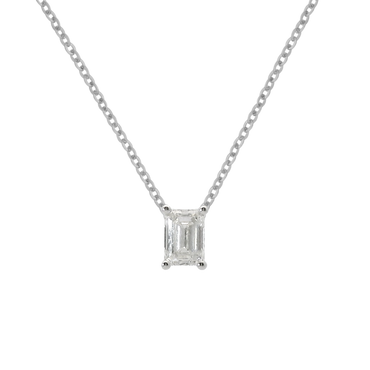 Pendente a filo oro bianco 18K con diamanti emerald da 0.20 a 0.40 ct