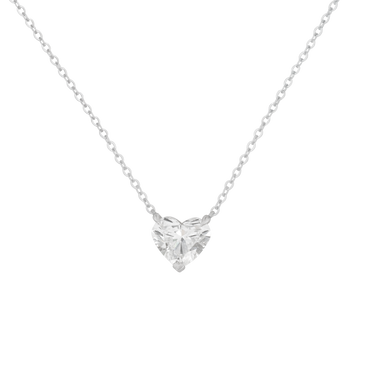 Pendente a filo oro bianco 18K con diamanti cuore da 0.25 a 0.55 ct