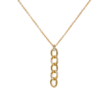 Pendente groumette oro giallo 18K con diamanti alternati da 0.05 a 0.33 ct