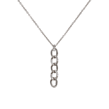 Pendente groumette oro bianco 18K con diamanti alternati da 0.05 a 0.33 ct