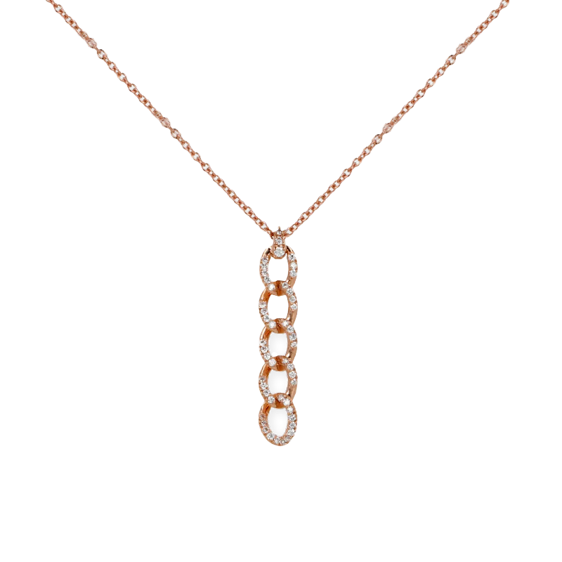 Pendente groumette oro rosa 18K con diamanti full pavè da 0.12 a 0.68 ct