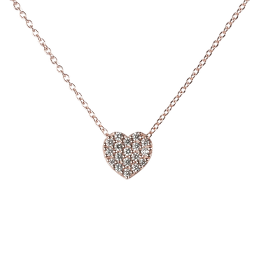 Pendente oro rosa 18K con diamanti cuore pavè