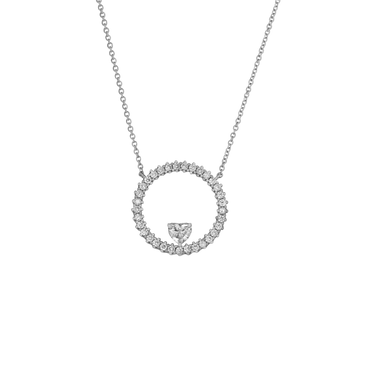 Ciondolo in oro bianco 18K con diamanti con cuore