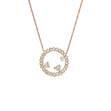 Ciondolo in oro rosa 18K con diamanti con 3 cuori