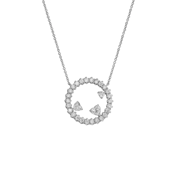 Ciondolo in oro bianco 18K con diamanti con 3 cuori