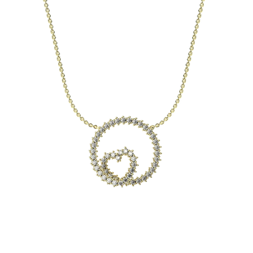 Pendente oro giallo 18K a cerchio cuore intrecciato