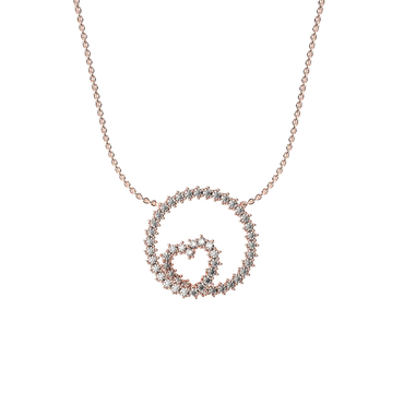 Pendente oro rosa 18K a cerchio cuore intrecciato