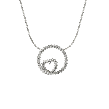 Pendente oro bianco 18K a cerchio cuore intrecciato