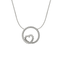 Pendente oro bianco 18K a cerchio cuore intrecciato
