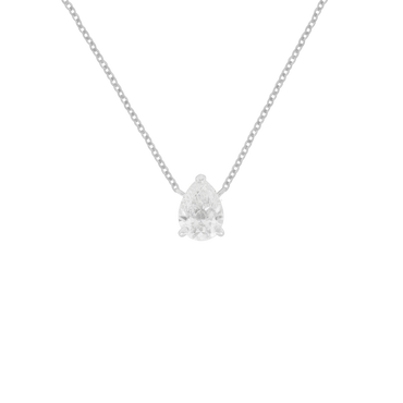 Pendente a filo oro bianco 18K con diamanti pear da 0.30 a 0.55 ct
