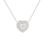 Pendente a spiga oro bianco 18K con diamanti centrali a cuore con contorno di diamanti round