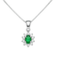 Pendente smeraldo con diamanti e oro bianco 18K