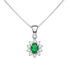 Pendente smeraldo con diamanti e oro bianco 18K