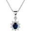 Pendente zaffiro con diamanti e oro bianco 18K