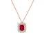 Pendente Oro Rosa 18K con Diamanti e Rubino Ottagonale