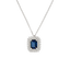 Pendente Oro Bianco 18K con Diamanti e Zaffiro Ottagonale