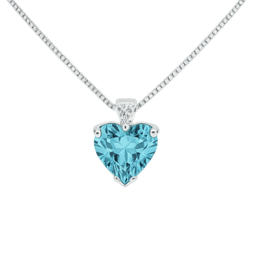 Pendente acquamarina cuore con diamanti e oro bianco 18K
