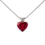 Pendente rubino cuore con diamanti e oro bianco 18K
