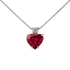 Pendente rubino cuore con diamanti e oro bianco 18K