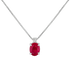 Pendente rubino oval con diamanti e oro bianco 18K