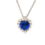 Pendente oro bianco 18K con diamanti con zaffiro centrale a cuore