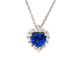 Pendente oro bianco 18K con diamanti con zaffiro centrale a cuore