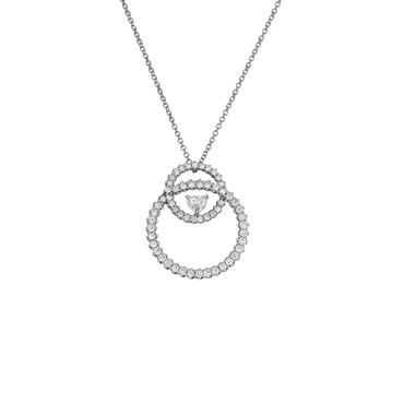 Ciondolo in oro bianco 18K con diamanti con cuore