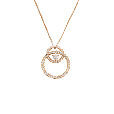 Ciondolo in oro rosa 18K con diamanti con cuore