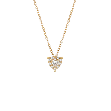 Pendente Oro Giallo 18K con Diamanti Round e Heart Cut
