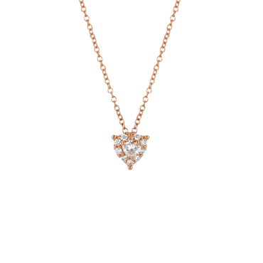 Pendente Oro Rosa 18K con Diamanti Round e Heart Cut