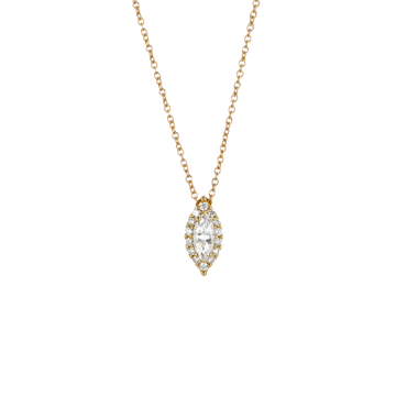 Pendente Oro Giallo 18K con Diamanti Round e Navette Cut