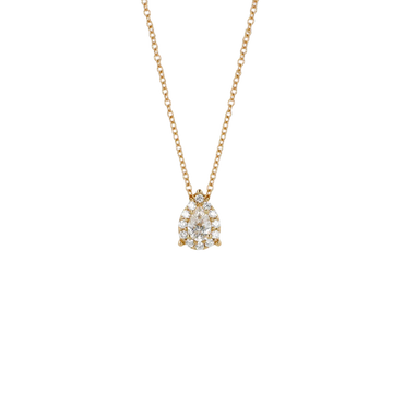 Pendente Oro Giallo 18K con Diamanti Round e Pear Cut